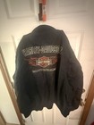 Harley-davidson Black Zip Jacket With Flame Sleeves   Back Logo