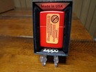 Zippo Flame Retro Sign Design Metallic Red Zippo Lighter Mint In Box