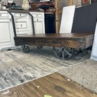 Authentic 1800   s  Antique Factory Cart   Coffee Table   Restored   Industrial