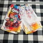 Friday Night Funkin Kids Mesh Graphic Shorts Pico Boyfriend Paint Splatter White