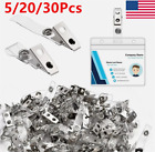 5-30pcs Metal Badge Clip Id Badge Clip Double Hole Badge Clips W clear Pvc Strap