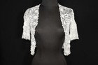 Rare French Edwardian White Cotton Irish Lace Shoulder Jacket Size 2x  Small