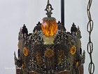 1970s Hollywood Regency   Middle Eastern Hanging Filigree Brass Lamp Chandelier