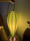 31  Chinese Bright Yellow Green Sheen Silk Fabric Lantern With Chinese Motifs