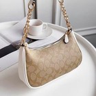 Coach Teri 24 Shoulder Bag In Signature Canvas White gold light Brown Brand New
