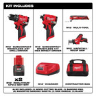 Milwaukee 3494-24 Subcompact Cordless 4 Tool Combo Kit Drill Impact Multi Tool