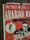 Original 1950s Arabian Magic Brandon Houdini Blackstone Bagdad Show Poster 56x40