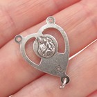 925 Sterling Silver Antique Art Deco Jesus Sacred Heart Rosary Chain Pendant
