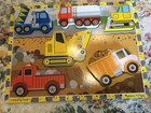     lot Of  Melissa   Doug  Wooden Chunky Puzzles Vehicles    