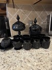 Lot Of 11 Vintage Indiana Tiara Glass Black Diamond Point Set