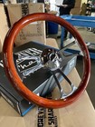 15 Inch Chrome Aftermarket Steering With Dark Wood Mahogany Grip 3-spoke