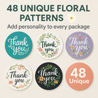 30 000 Thank You Stickers 1  Floral     60 Rolls  48 Designs  Small Business Tags