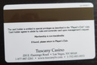 Tuscany Casino Las Vegas Slot Card