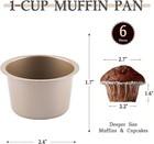 Non-stick Muffin Pan Set  6-cups Golden Stackable Pans For Oven Baking  Heavy   