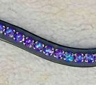 Purple   Blue Color Effect Crystal Leather Horse Browband For Bridles  