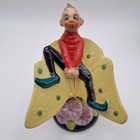 Kitschy Anthropomorphic Big Eyed Elf Pixie Riding Butterfly Figurines Japan Vtg