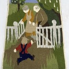 Vintage Swedish Wool Textile Rollaken Pictorial Tapestry Hand Woven Wall Hanging