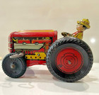 2814 - Vintage 1940 s Marx Tin Litho W u Farm Tractor W farmer   Works Great 