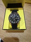 Invicta Quartz Chronograph Tachymeter Black Dial Gold Ss Case Strap W  Box