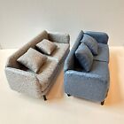 1 12 Scale Miniature Dollhouse Faux Leather Sofa Loveseat With Cushion