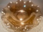 Carnival Glass Scalloped Round Bowl-iridescent Flower-leaves   Flower Pattern