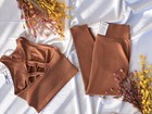 Victoria s Secret Pink Seamless High-neck Tank   Legging Set Large Rust New