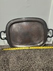 Large Vintage Leonard Silver Plate Footed Waiter Butler Etched Tray With Handles