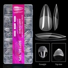 600pcs Short Almond Nail Tips Soft Gel Nail Tips Full Cover False Nail Tips For