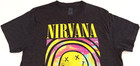 Nirvana Tie-dye Smiley Face Men s Large T-shirt Cobain Grunge Band Music Black