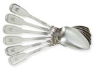 Antique German Set Of 6 Solid 800 Silver Table Serving Spoons Fiddle Thread Soup