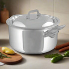 Mauviel M cook Sb 5-ply Stewpan W  Brushed Cast Stainless Steel Handles  9 2-qt