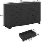 Black Dresser For Bedroom With Charging Station 10 Drawers Long Storage Cabinets