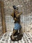 Shiwan Pottery- Wanjiang Chinese Mudman 9 5    Figurine Painted Bronze And Blue 