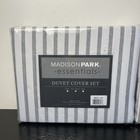Lot - 2 Madison Park Essentials Full queen 3 Piece Duvet Cover Set Gray Stripes