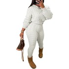 Autumn Winter Women s 2pcs Outfits Warm Knitted Sweater Hooded Top Pants Sets