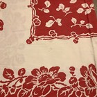 Vintage Tablecloth Red Floral Print 37 40    As Is