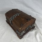 Vintage Wooden Storage Treasure Chest Box Metal  Hinge Gothic Style
