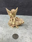 Vintage Miniature Fairy Garden Figurine Sitting On A Rabbit -heavy Resin