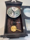 Vtg Centurion Wind-up Wall Clock Chime Wood Case W  Pendulum Key 10 1 2 x 22 