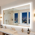 Large Led Bathroom Wall Vanity Mirror Touch Anti-fog Dimmable 3 Color 36 40 48in