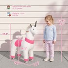 Qaba Unicorn Ride On Horse  37 4  Plush Riding Pony With Rolling Wheels  White