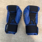 Title Genuine Leather Boxing Gel World Bag Gloves- Medium-black White Blue -14oz