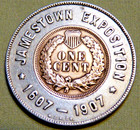 Rare Encased 1907 Indian Head Penny Token - 1907 Jamestown Exposition - Lot 50