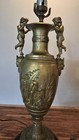 Antique Bronze 19th Century Urn Table Lamp Ornate French Cherub Details 