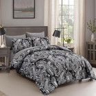 Black Paisley Comforter Set California King Size  7 Piece Bed In A Bag Black    