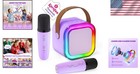 Mini Kids Karaoke Machine With 2 Wireless Mics   Disco Lights - Perfect Gift