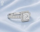 Igi 3 Ct Round F-vs1 Lab Grown Diamond Women Engagement Halo Ring 14k White Gold