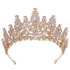 Bridal Crystal Crown Wedding Queen Princess Tiara  Gold Rhinestone Birthday Gift