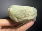 60 9mm Clear Green Natural Mongolian Jade Sculpture   She Teicui  Hand Carve