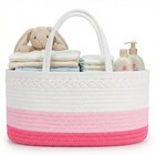 Diaper Caddy Organizer  Large Cotton Rope Nursery Baby Basket  Changing Table   